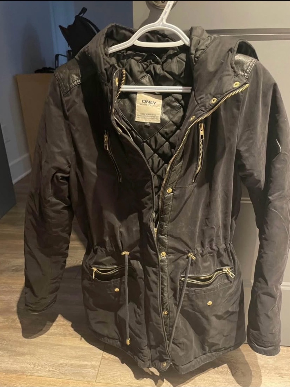 ONLY Women's Black Quilted Parka Jacket - small